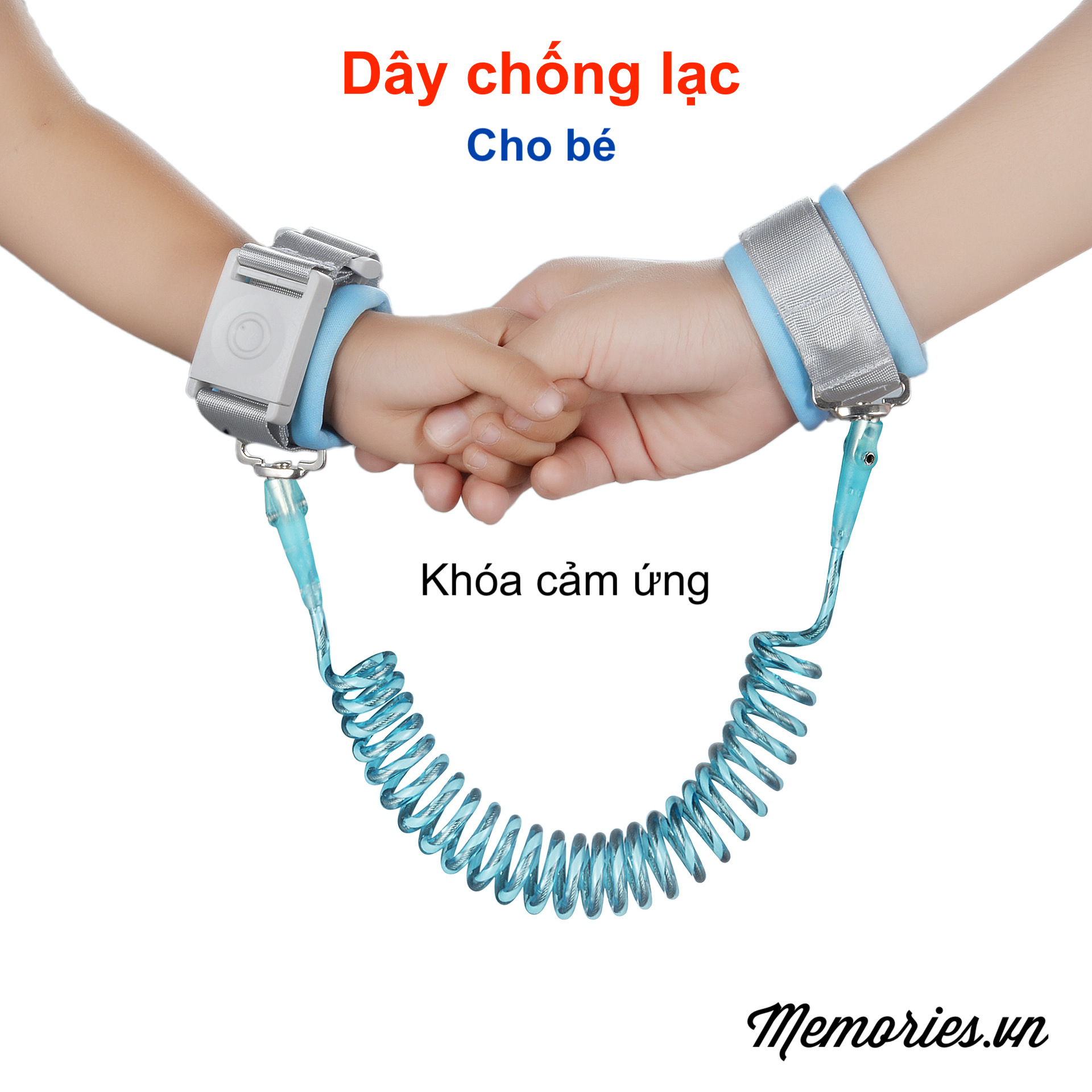 Dây dắt bé chống lạc lõi thép không gỉ khóa cảm ứng - Vòng dây đeo tay giữ trẻ an toàn cao cấp