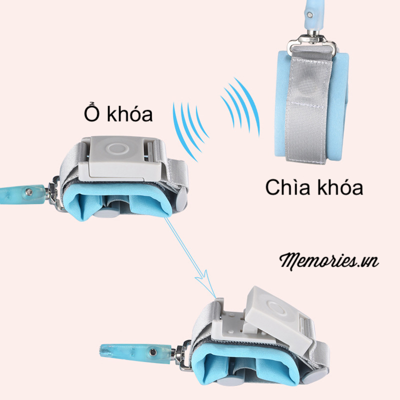 Dây dắt bé chống lạc lõi thép không gỉ khóa cảm ứng - Vòng dây đeo tay giữ trẻ an toàn cao cấp