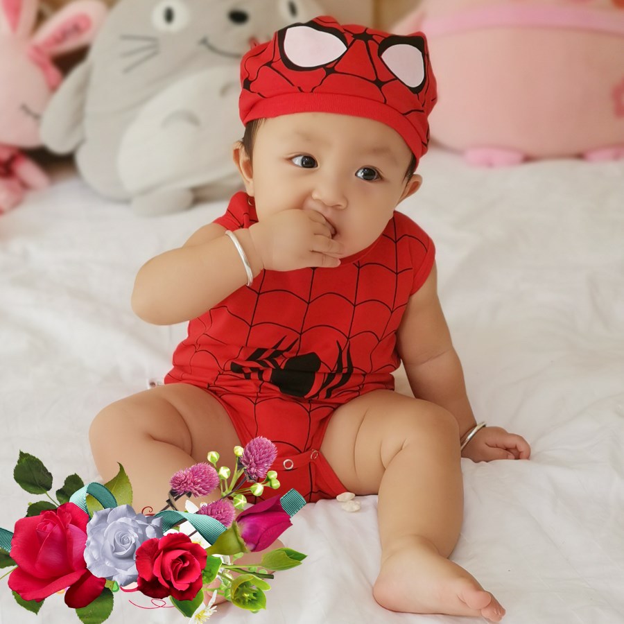 Bộ quần áo thú cưng chíp nón cho bé spiderman, người nhện
