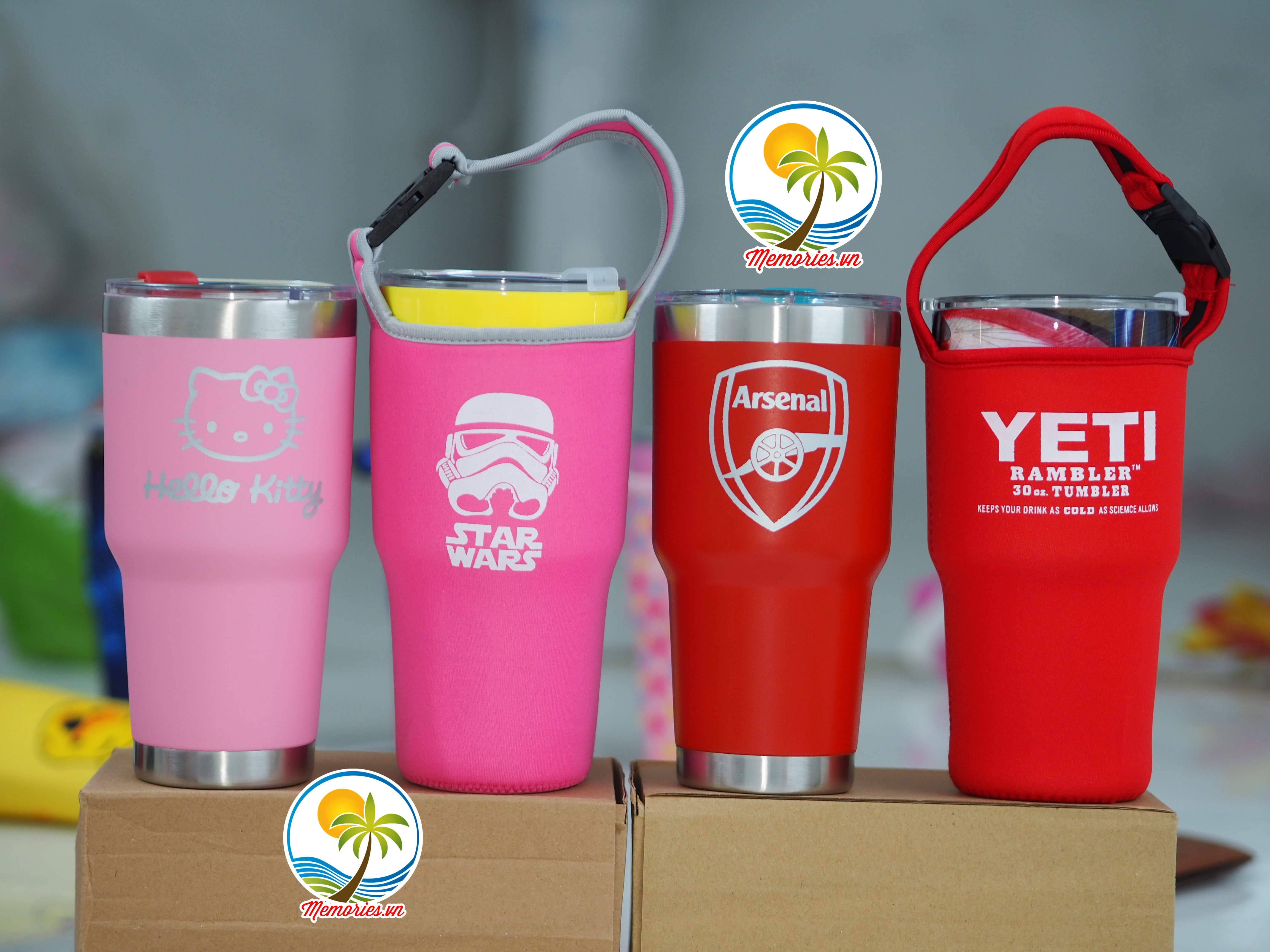 Ly giữ nhiệt inox yeti nhám thái lan, đội bóng liverpool, Mu, Arsenal, chú ngựa union, mickey, ngôi sao