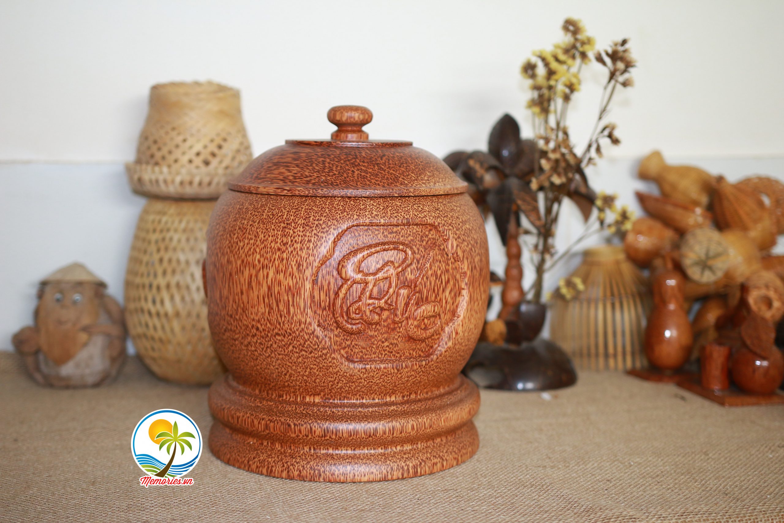 Vỏ Giữ Ấm Bình Trà Điêu Khắc "Phúc - Lộc - Thọ" Tinh Xảo Bằng Gỗ Dừa - Quà Tặng Trang Trí Handmade - Decor Craft Gifts Shop