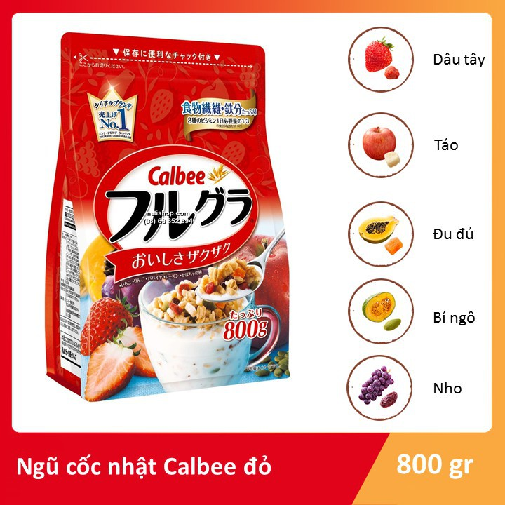 Ngũ Cốc Nhật Calbee 800g Đỏ