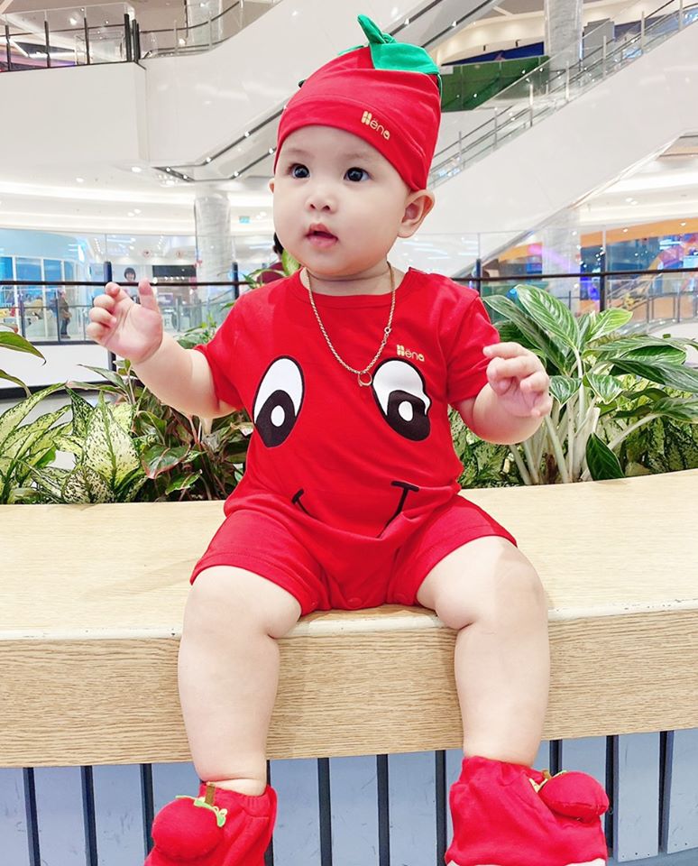 Quần Áo Body Quả Cà Chua Cho Bé Từ 4-15kg - Dòng Cotton Cao Cấp (Kèm Nón + Vớ)