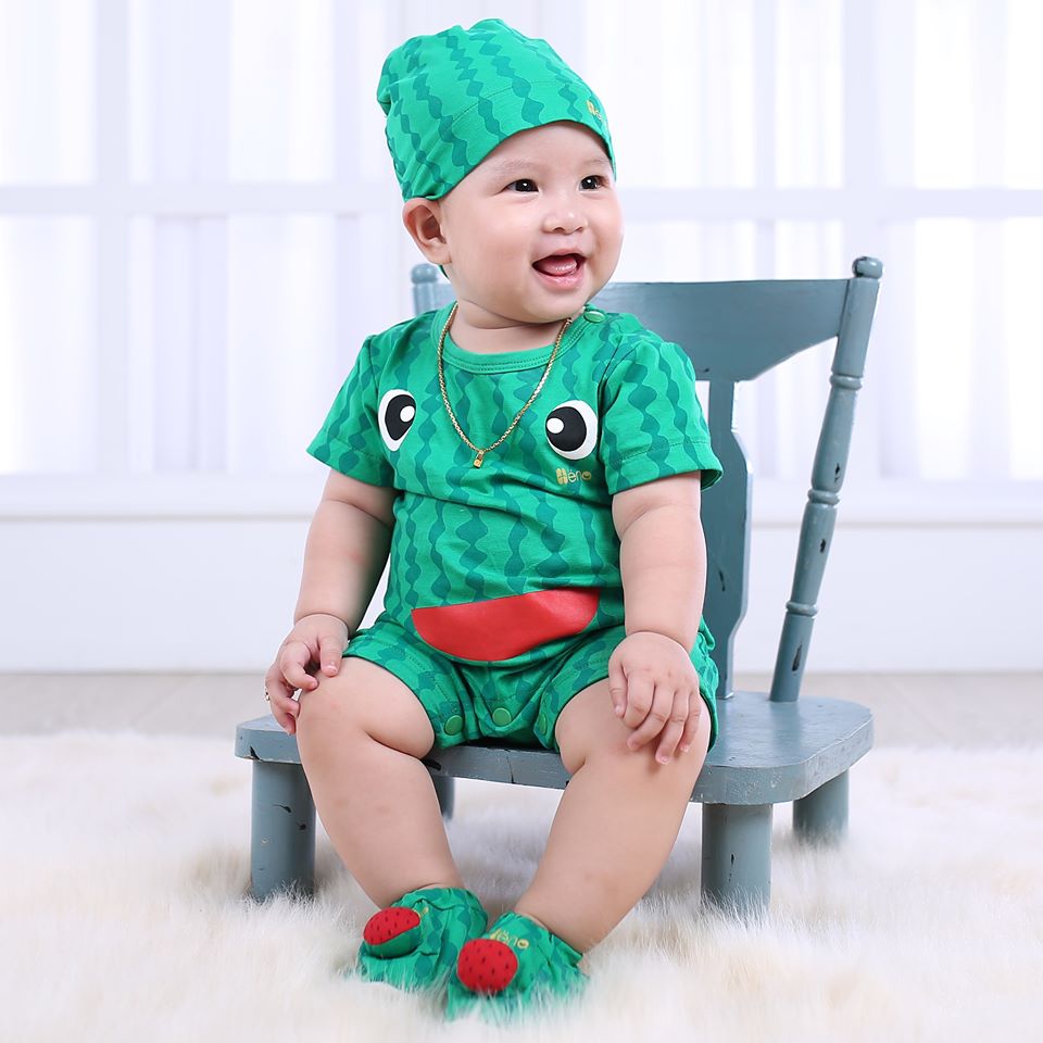 Quần Áo Body Quả Dưa Hấu Cho Bé Từ 4-15kg - Dòng Cotton Cao Cấp 4 Chiều (Kèm Nón + Vớ)