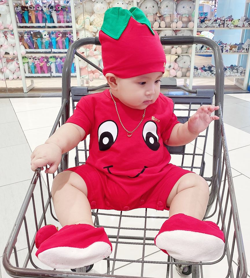 Quần Áo Body Quả Cà Chua Cho Bé Từ 4-15kg - Dòng Cotton Cao Cấp (Kèm Nón + Vớ)
