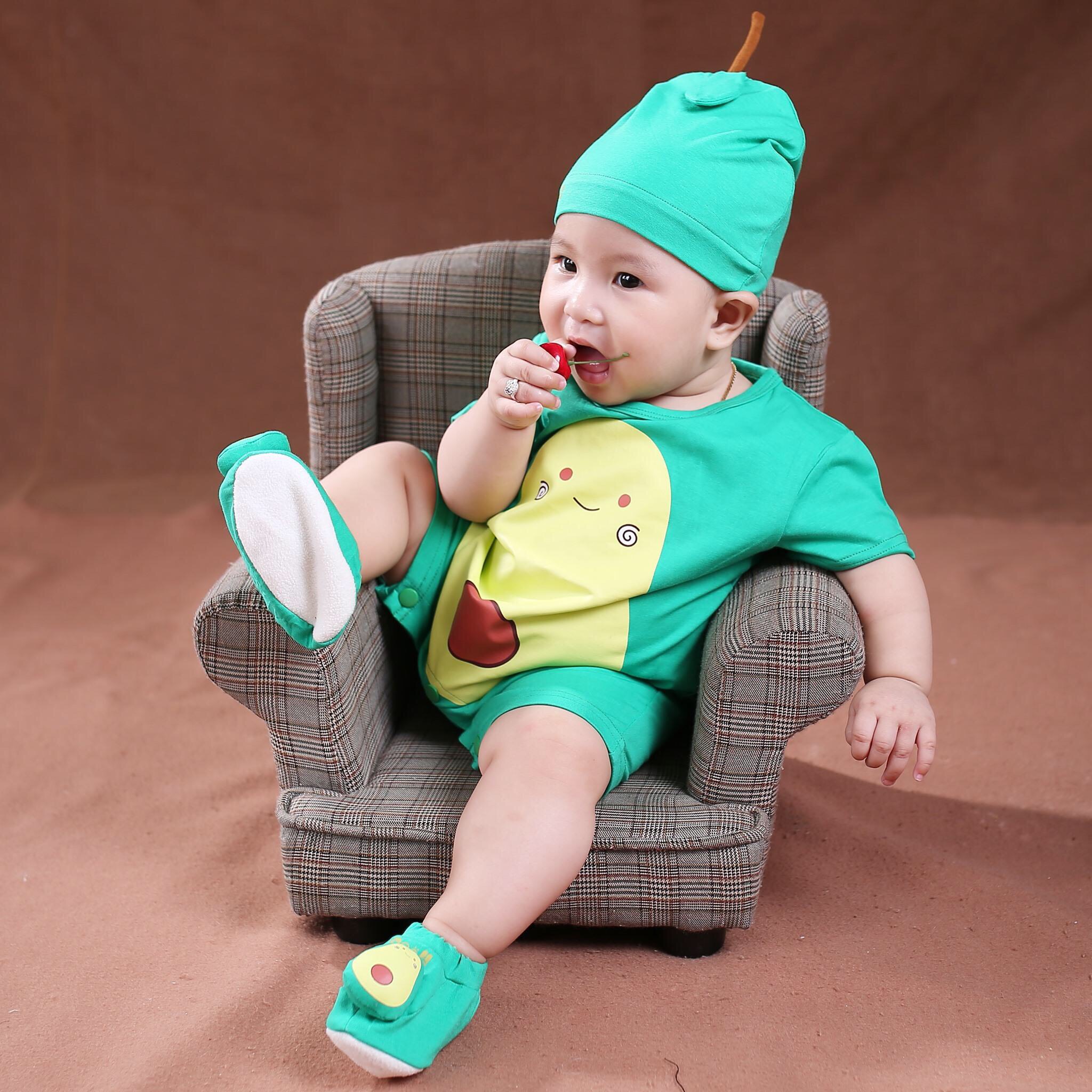 Quần Áo Body Quả Bơ Cho Bé Từ 4-15kg - Dòng Cotton Cao Cấp 4 Chiều (Kèm Nón + Vớ)
