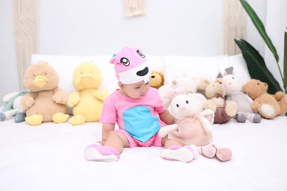 Quần Áo Body Thú Thỏ Hồng Cho Bé - Dòng Cotton Cao Cấp (Kèm Nón + Vớ)