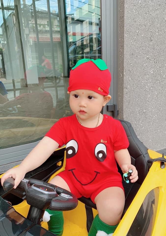 Quần Áo Body Quả Cà Chua Cho Bé Từ 4-15kg - Dòng Cotton Cao Cấp (Kèm Nón + Vớ)