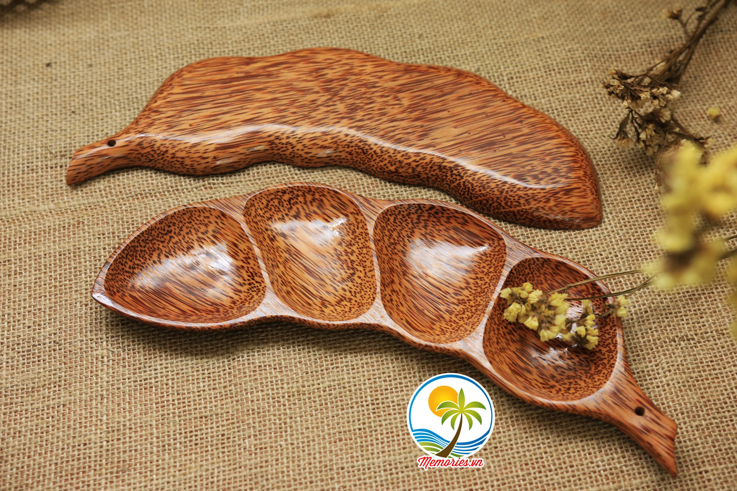 Đĩa Hình Trái Đậu / Trái Me Bằng Gỗ Dừa - Quà tặng trang trí handmade - Memories.vn Craft Decor Arts