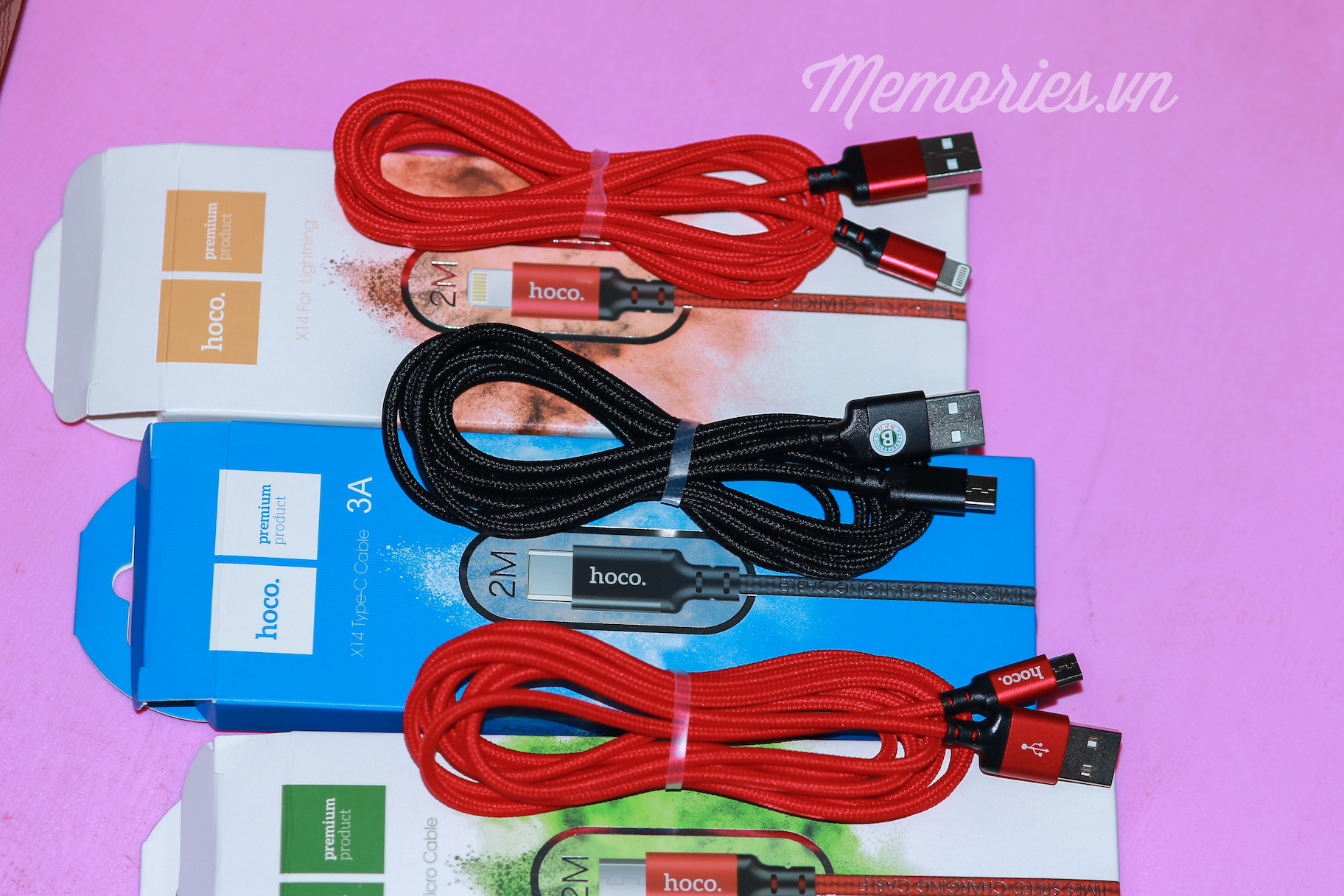 Cáp Sạc Nhanh Dây Dù Hoco X14 Lightning, Micro USB, Type C chất lượng cao - Chính Hãng 2m