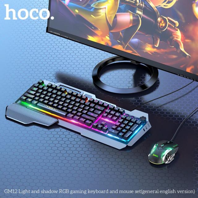 Bộ Bàn Phím Và Chuột Gaming Hoco GM12 Chơi Game Có Dây - Có Đèn Nền LED RGB Tùy Chỉnh Chế Độ Đèn