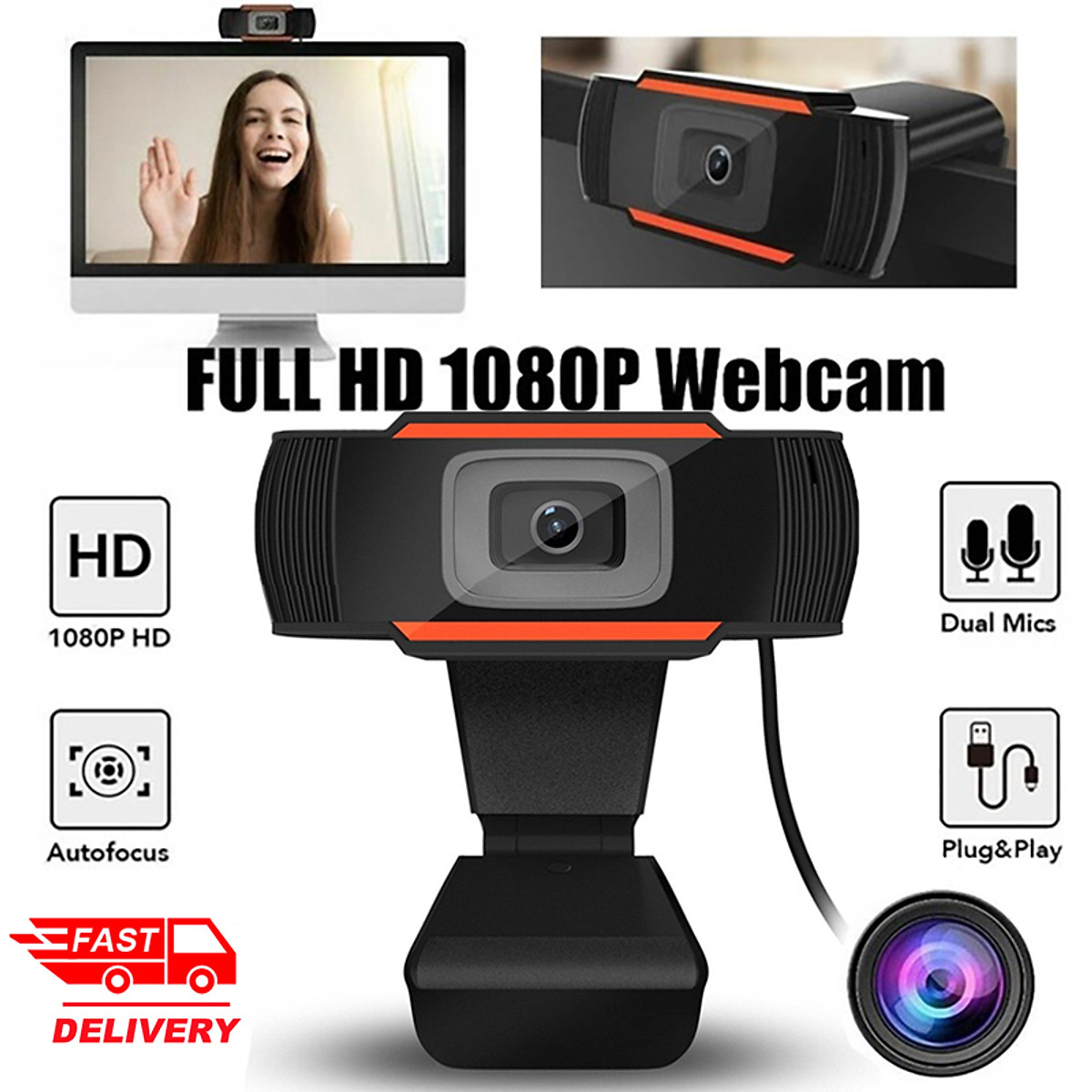 WEB CAMERA Full HD 1080p + kèm Mic thu âm (PC, Laptop), cho trẻ học trực tuyến / công ty họp online / Video call