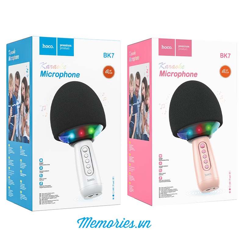 Microphone Karaoke Hoco "BK7 Cute" bluetooth v5.0 - Combo mic, loa không dây chính hãng hình Cây Nấm - Quà tặng người yêu dịp lễ Tết, Noel