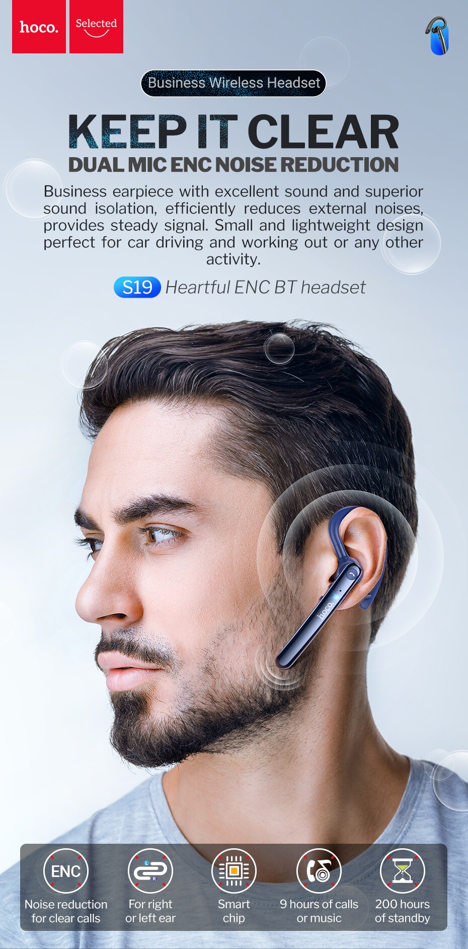 Micro thu &acirc;m kh&ocirc;ng d&acirc;y Hoco S31 cổng USB type C / Lightning c&agrave;i &aacute;o + Hoco S19 Bluetooth 5.0 ENC giảm ồn ch&iacute;nh h&atilde;ng cho điện thoại, iPhone, iPad - quay video, livestream, học online