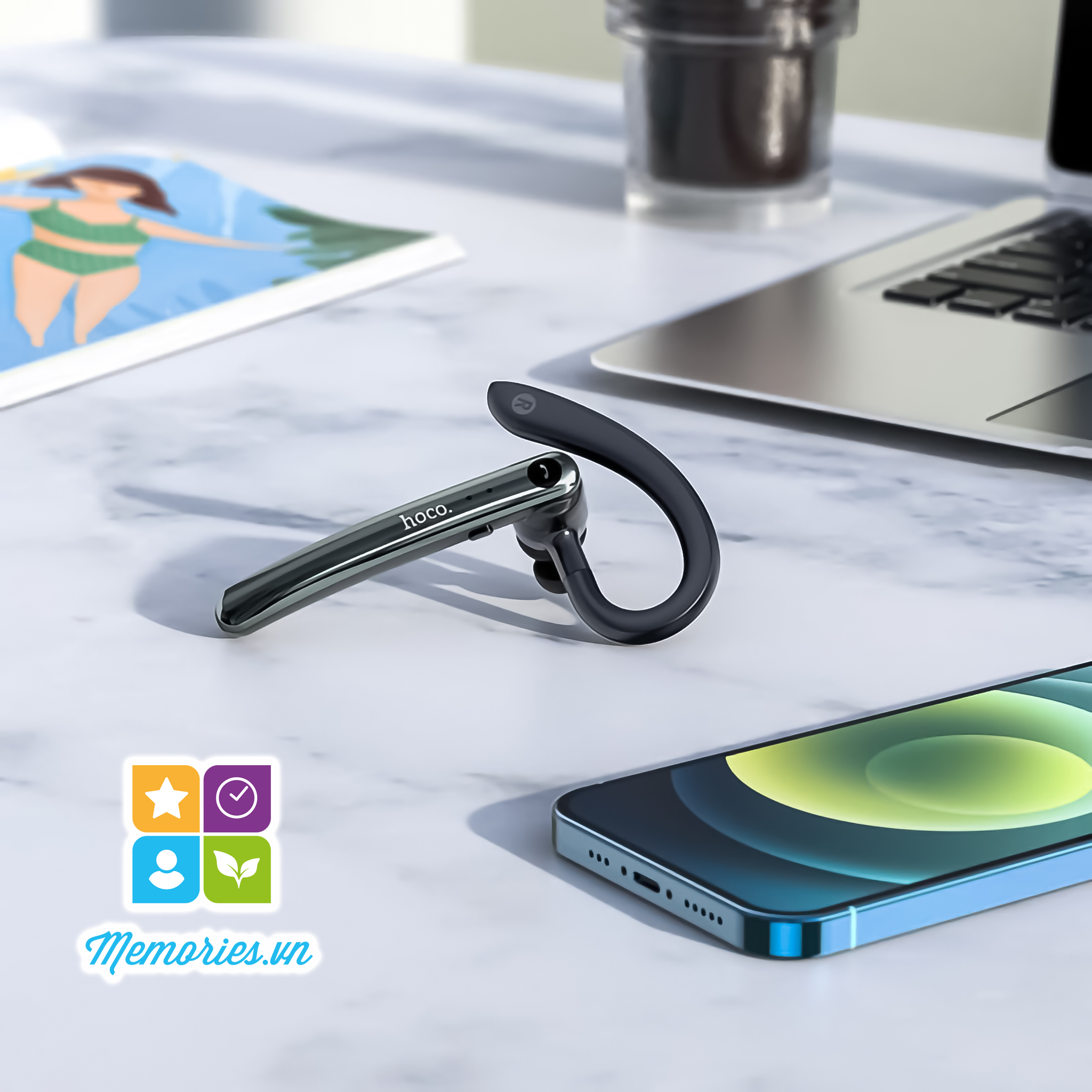Headphone Hoco S19 ENC Bluetooth 5.0 chính hãng khử noise - Tai nghe thu âm không dây dạng móc vành tai, giảm tiếng ồn