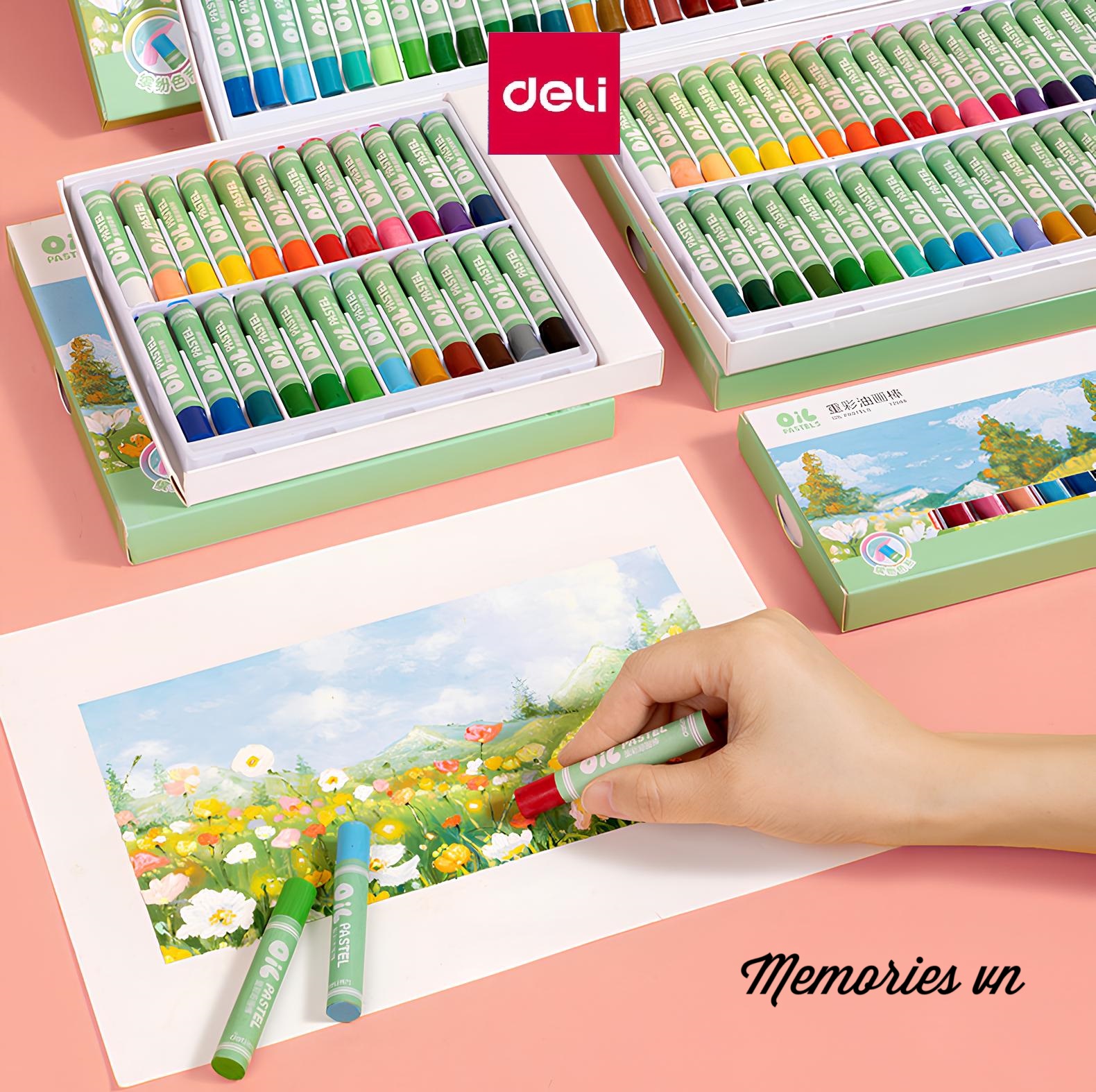 Hộp Bút Sáp Dầu Deli Chuyên Nghiệp 12-48 Màu - Soft Oil Pastels Tô Màu, Tập Vẽ Tranh cho Học Sinh, Trẻ Em 72089