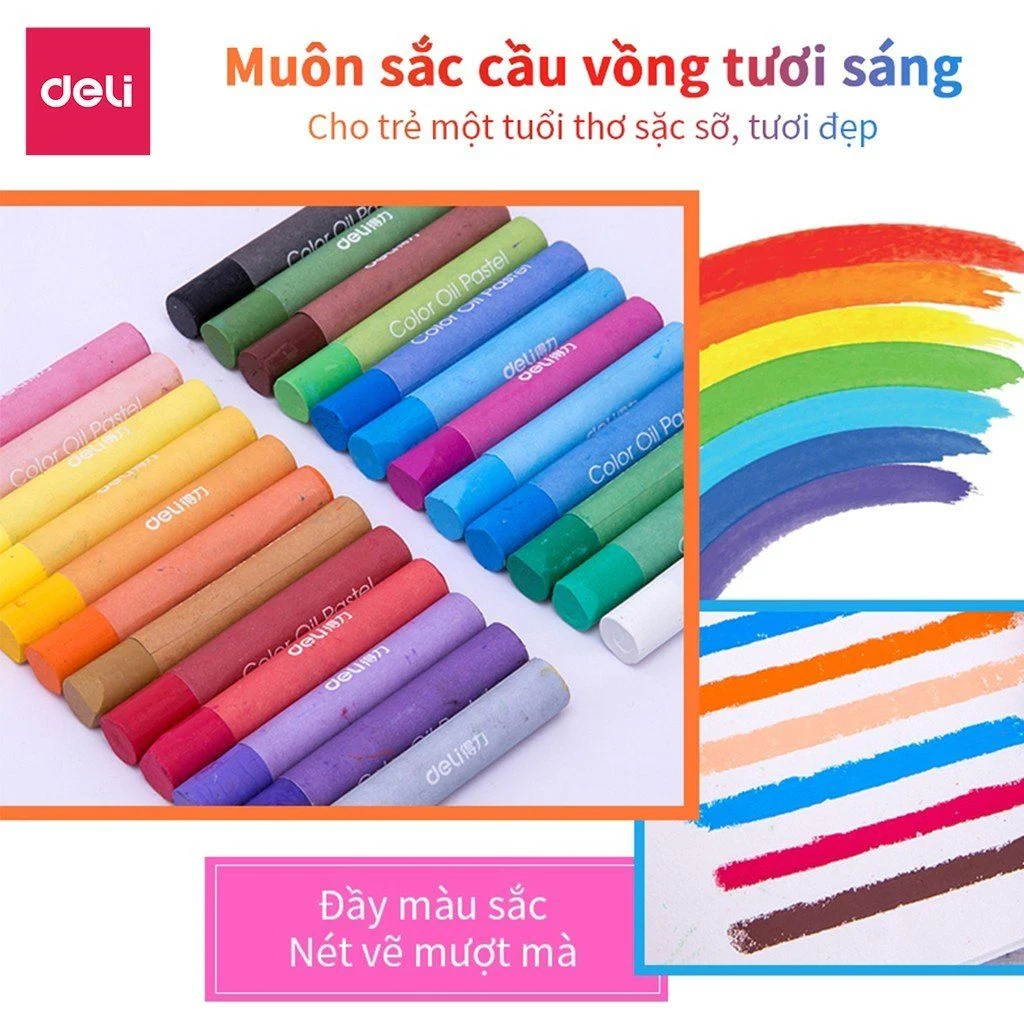 Hộp Bút Màu Sáp Dầu Deli - Soft Oil Pastels 12 Hộp Bút Màu Sáp Dầu Deli - Soft Oil Pastels giá rẻ