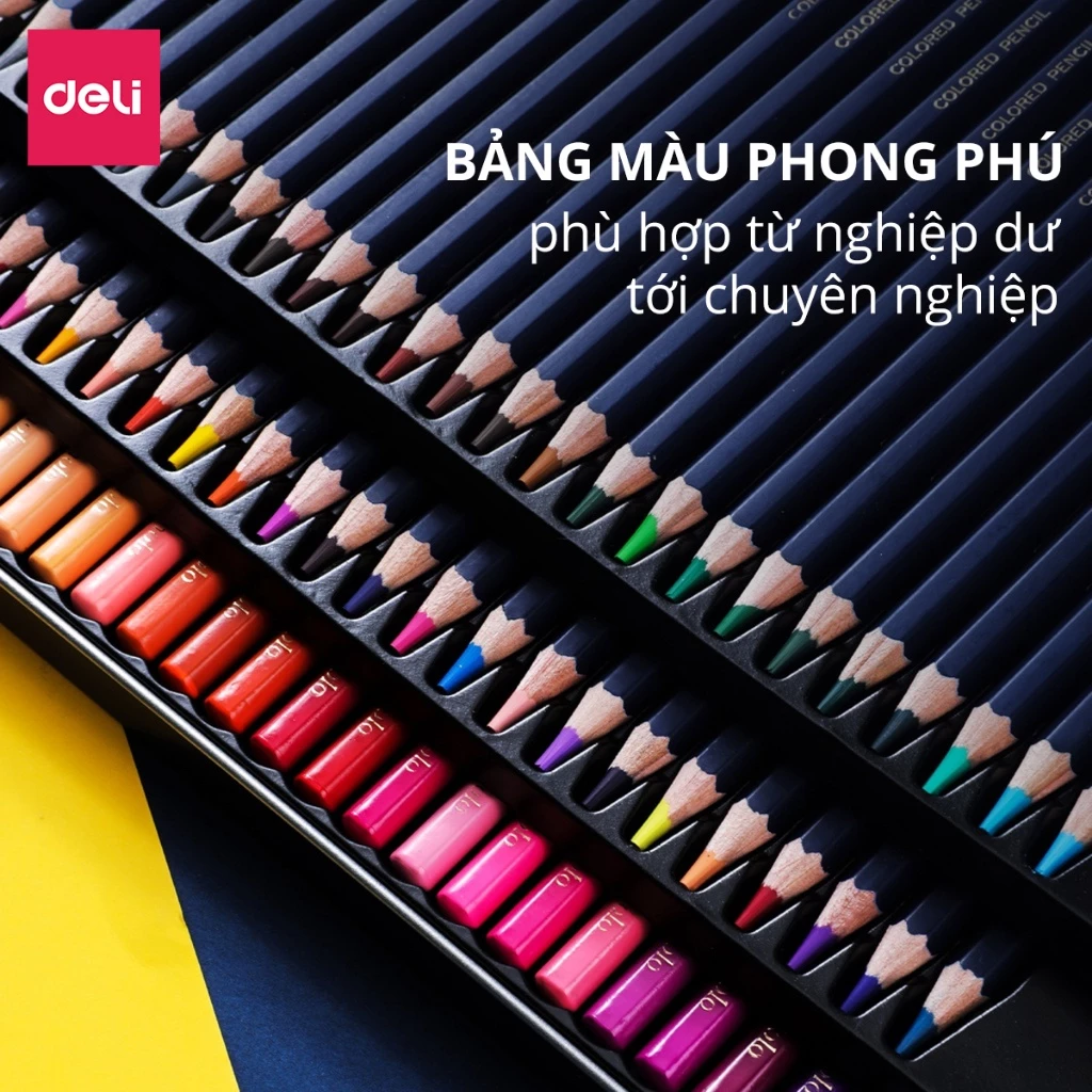 B&uacute;t Ch&igrave; M&agrave;u Deli Finenolo Gốc Dầu Cao Cấp Hộp Thiếc 24/36/48/72 M&agrave;u - Vẽ Thiết Kế, Ph&aacute;c Họa, T&ocirc; M&agrave;u EC122