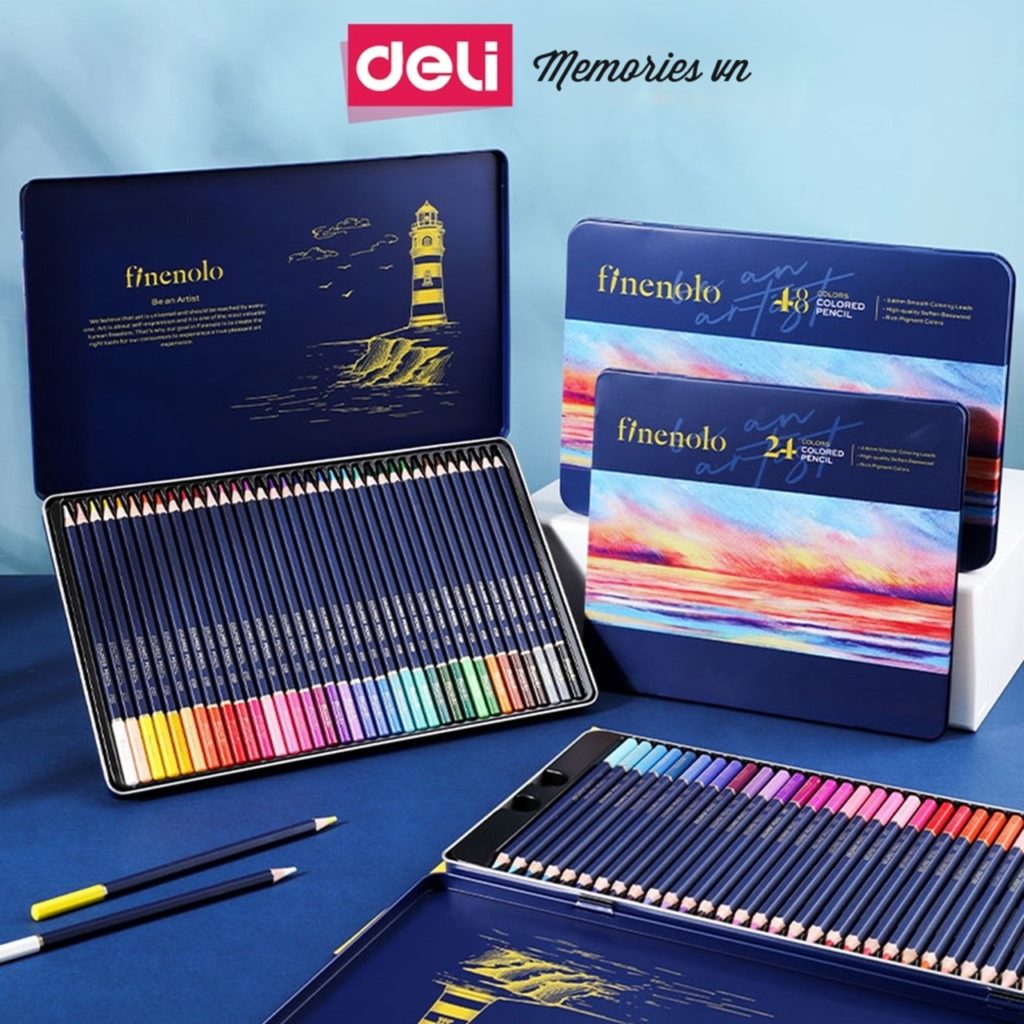 B&uacute;t Ch&igrave; M&agrave;u Deli Finenolo Gốc Dầu Cao Cấp Hộp Thiếc 24/36/48/72 M&agrave;u - Vẽ Thiết Kế, Ph&aacute;c Họa, T&ocirc; M&agrave;u EC122
