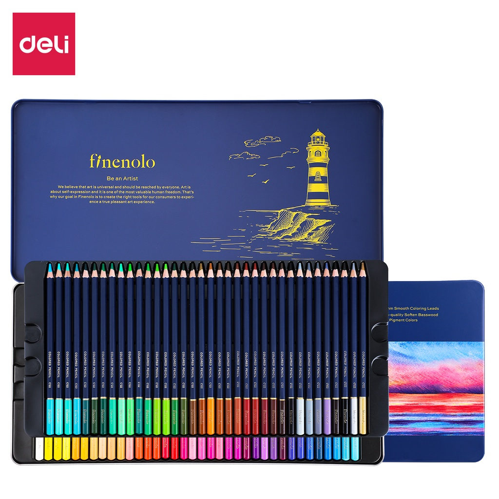 B&uacute;t Ch&igrave; M&agrave;u Deli Finenolo Gốc Dầu Cao Cấp Hộp Thiếc 24/36/48/72 M&agrave;u - Vẽ Thiết Kế, Ph&aacute;c Họa, T&ocirc; M&agrave;u EC122